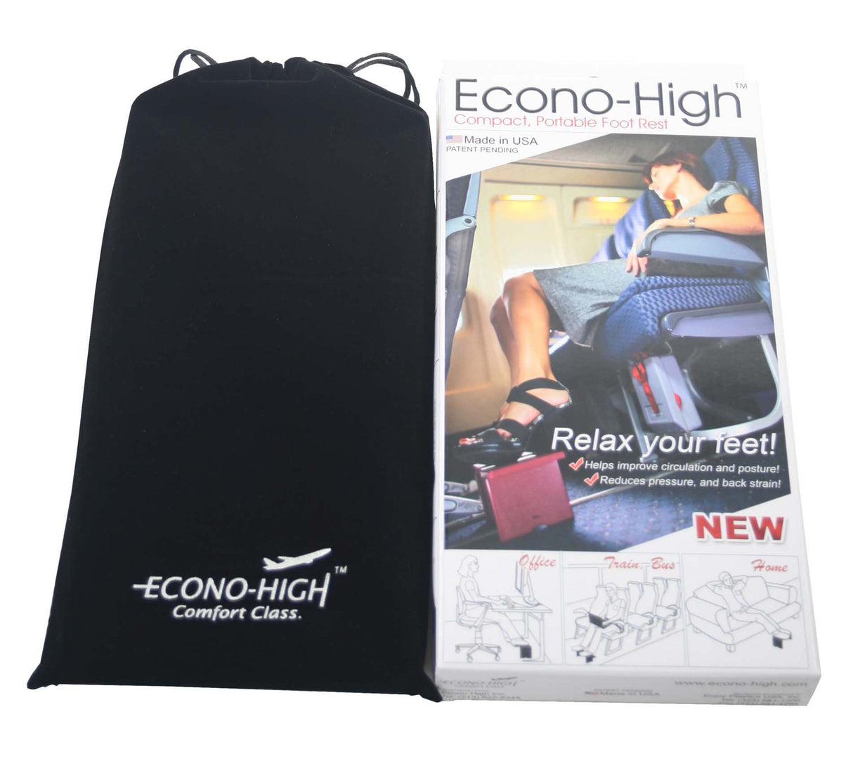 Portable Travel Footrest Black Made in USA