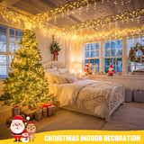 JMEXSUSS 38.8FT Icicle Lights for Outside, 400 LED Icicle Christmas Light Outdoor Indoor Plug in, Warm White String Lights for Christmas House Patio Party Fireplace Holiday Decorations