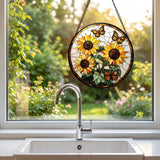 Zhuoyaju Stained Glass Suncatcher Window Hanging, 7.8 x 7.8 in