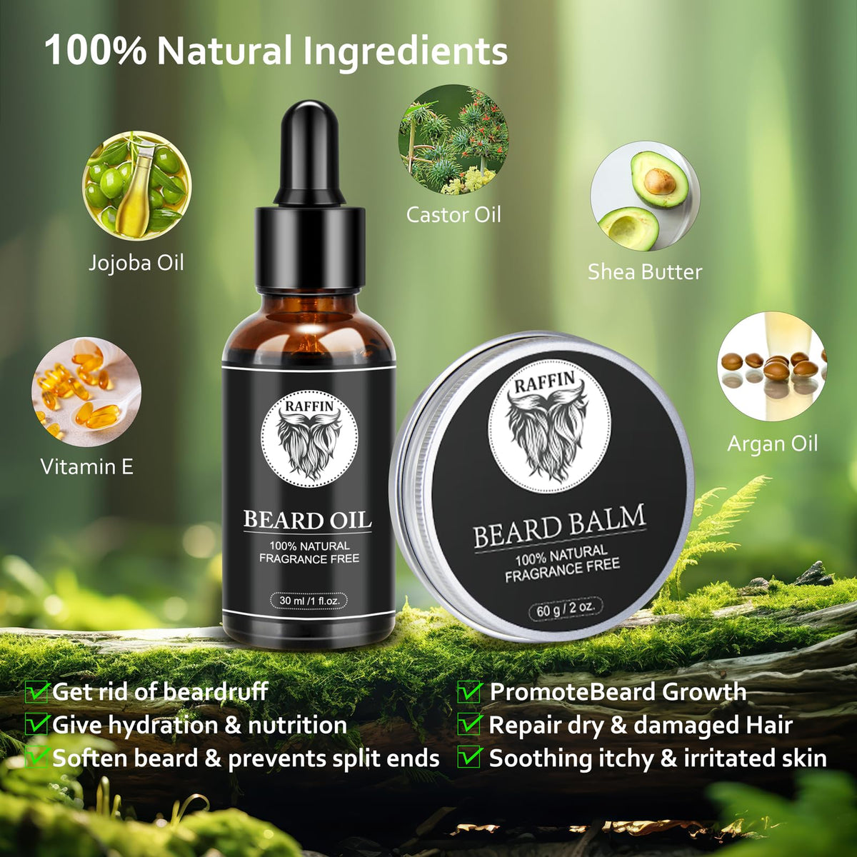 Mens Gifts - Beard Kit for Men's Self-care, Outfits Men's Grooming Routine, Anniversary & Birthday Gifts for Men, Him, Husband, Boyfriend, Dad, Son, Male Friend, Brother, Christmas Stocking Stuffers