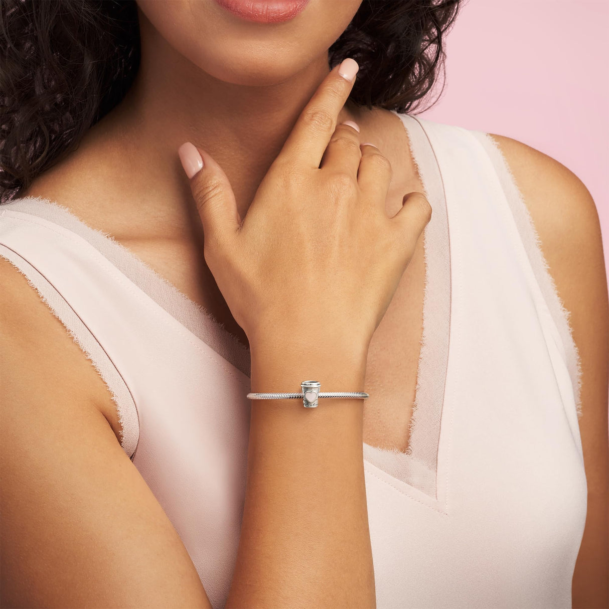 PANDORA Take a Break Coffee Cup Charm - Engraved Charm - Gift for Coffee Lovers - With Gift Box - Compatible Moments Charm Bracelets - Sterling Silver