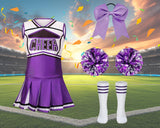 yolsun Cheerleader Costume Outfit for Girls Halloween Cosplay Christmas Gift for Kids (Purple,8-9 Years)