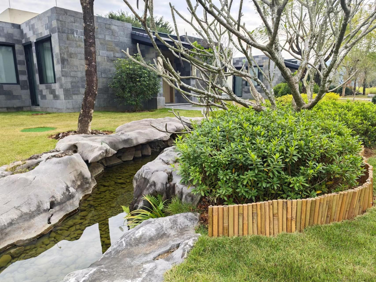 HTWNK Bamboo 2 Pack Short Fence Outdoor Landscape Edging Flexible Decorative Border 7.8'' H x 47'' L
