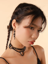 Black Teardrop Spike Star Hoop Earrings, Goth Grunge Emo Punk Y2k Earrings