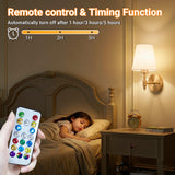 Nekhung Battery Operated Wall Sconces Set of Two, Wireless Battery Wall Light with 10000mAh RGB Dimmable Magnetic Bulb and Remote, Rechargeable Sconce Wall Decor for Bedroom Living Room Hallway