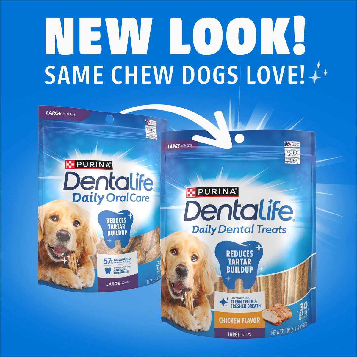 Dentalife Daily Oral Care Dog Treats for Large Dogs, Chicken, 30 ct.