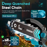 Chainsaw 6-Inch 2 Pack 2000mAh Battery Hand Mini Chain Saw Birthday Christmas Gifts for Men Portable Cordless for Wood Cutting Tree Trimming Projects Gardening Camping (Blue-2 Battery)