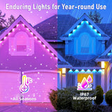 Sxlofty 65.6FT Permanent Outdoor RGB Lights,IP67 Waterproof Smart LED Eaves Lights with App/Remote Control,for Christmas and All Holiday Decor,Daily and Accent Lighting,House Roof and Garden Lighting