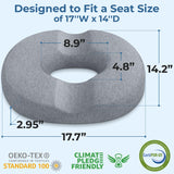 5 STARS UNITED Donut Pillow Hemorrhoid Tailbone Cushion – Large Cushion for Pain Relief – Coccyx, Prostate, Sciatica, Pelvic Floor, Pressure Sores, Pregnancy, Postpartum Recovery, Gray