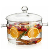 Jucoan 1.5L/50oz Glass Saucepan with Cover, Heat Resistant Stovetop Glass Cooking Pot with Lid for Pasta Noodle, Soup, Milk, Clear Simmer Pot for Potpourri Christmas Holiday Home Fragrance