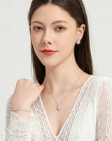 UDYLGOON Teardrop Cubic Zirconia Jewelry Set Necklace Earrings Bracelet Bridal Wedding Jewelry for Women Bridesmaid Prom Party (3 Set - White Gold Plated)