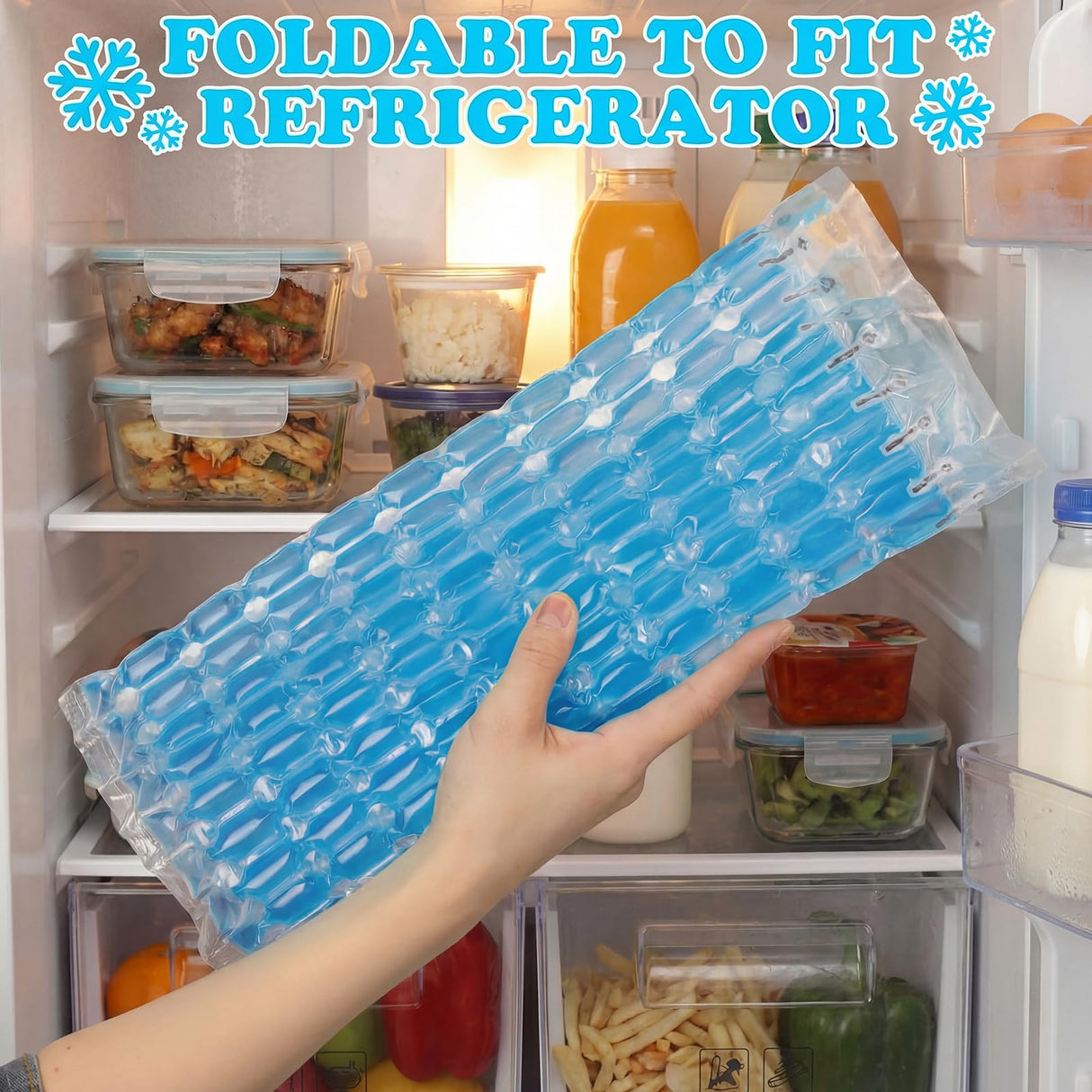 Reallnaive 2 Pack Reusable Freezable Ice Mat Sheets for Coolers Flexible Ice Packs for Food Trays, Cheese Boards, Deli Meats, Veggie Plates, Sushi, Party Platters (Blue)