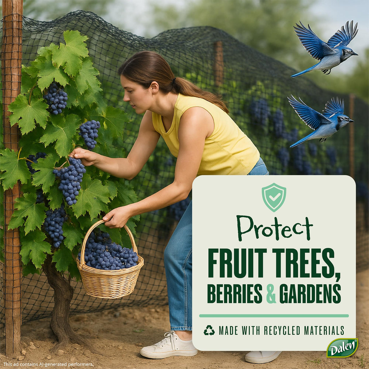 Dalen Bird-X Protective Mesh Netting for Fruit Trees & Berries - 28 x 28 ft