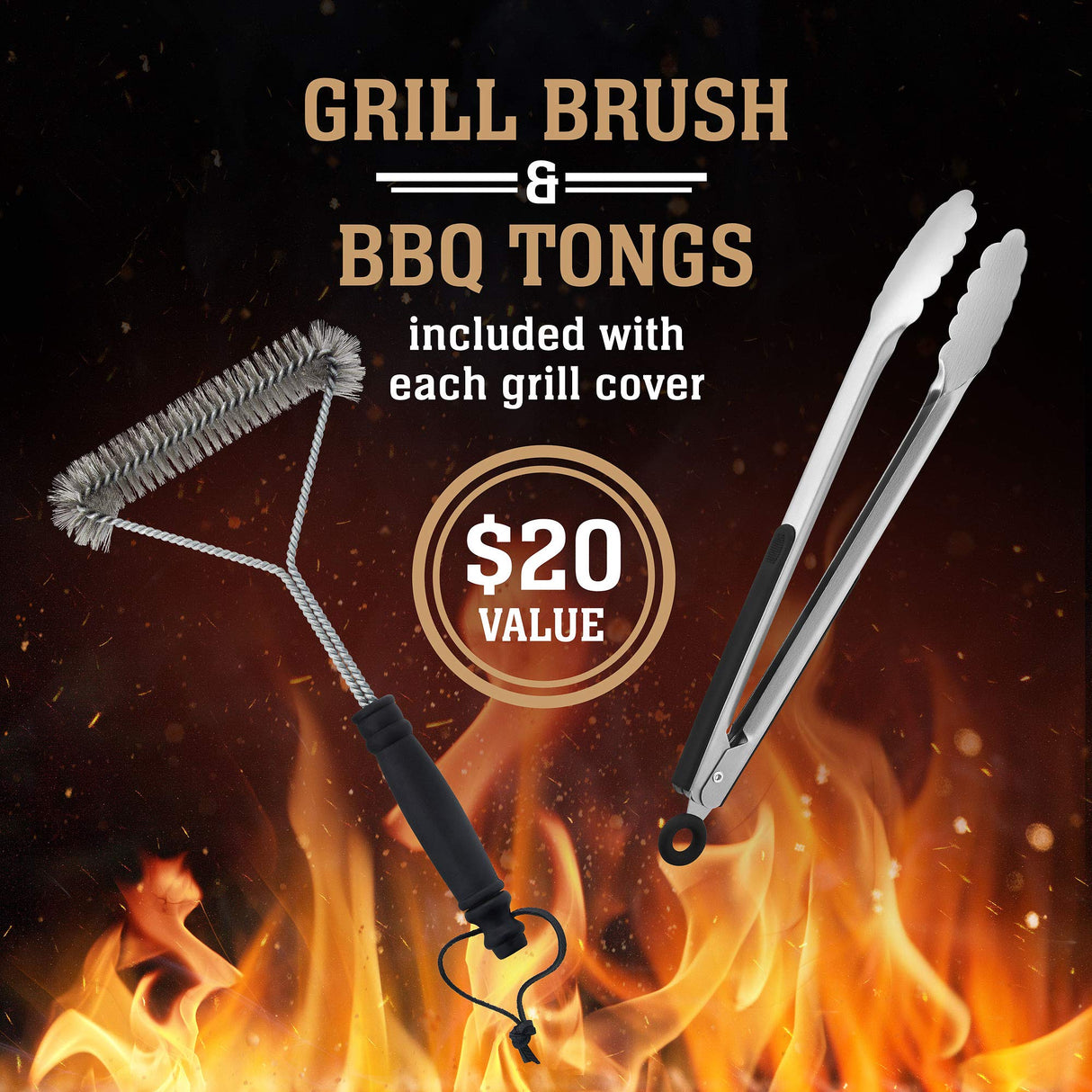 Texas Grill Covers - Grill Cover for Weber Spirit II 300, Sprit 300 and Spirit 200 Series / 7106 - Heavy Duty/Rip-Proof UV Resistant Fabric - Grill Brush and Barbecue Tongs Included- Black