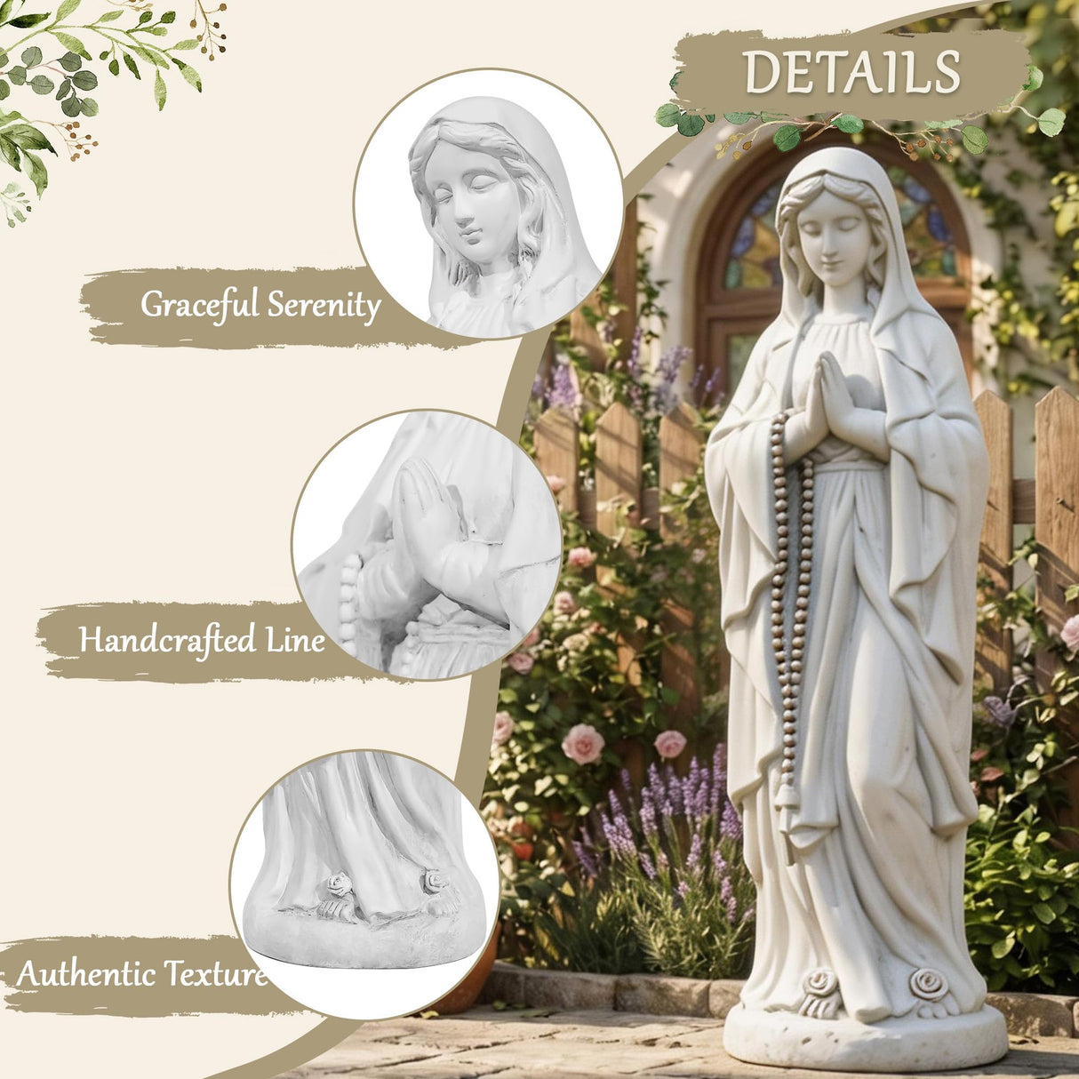 BETISEF Virgin Mary Praying Statue, Outdoor 30 Inch Tall Large Religious Garden Statue, Blessed Mother Outdoor Statue, Virgen De Guadalupe Statues for Yard, Patio, Home Decor