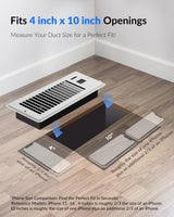 Super Quiet Register Booster Fan for 4" x 10" Register Holes, Smart Register Vent with Dual Intelligent Thermostat and WIFI App Control, Heating Cooling AC Vent Fan (White)