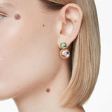 Swarovski Chroma drop earrings, Cushion cut, Multicolored, Gold-tone finish