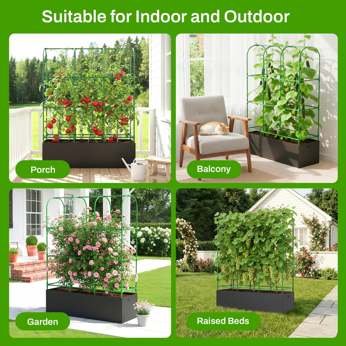 63"x49"Cucumber Trellis with Grow Bag,U-Shape Trellis for Climbing Plants