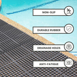 Envelor Interlocking Rubber Floor Mat Restaurant Kitchen Mat for Floor Anti Fatigue Bar Mat Door Mat Non - Slip Mat Indoor Outdoor Shower Pool Drainage Mat Durable Garage Flooring 36 x 36 Inch