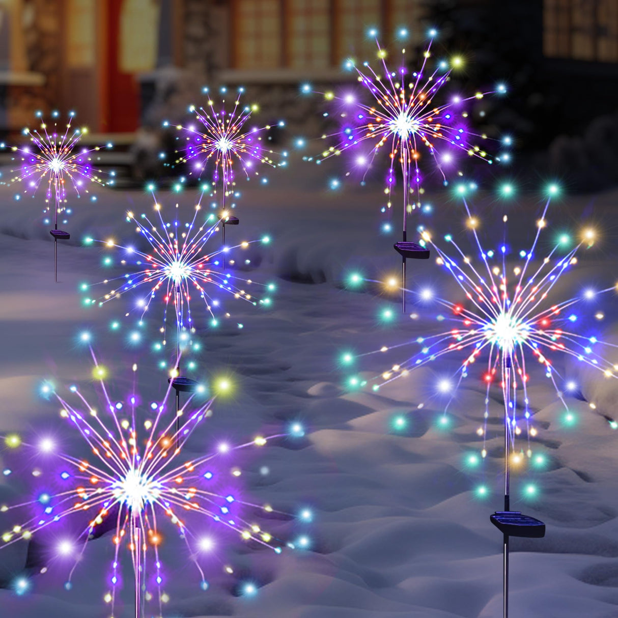 SolarEra Solar Garden Firework Lights Outdoor Waterproof 6 Pack, 120 LED Sparklers, Colorful, for Patio, Backyard, Sidewalk, Christmas, Parties