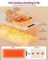 Extra Large Food Warming Mat for Countertop (XXXL 40”x16”) - Full-Surface Heating Pad with 4 Temps Settings, Ideal for Buffet Party Food Warmer, Roll-Up Electric Warming Tray for All Gathering, Beige