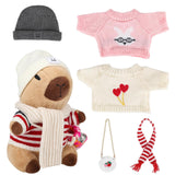 WAKSUN Capybara Plush with 10 Pcs Clothes & Accessories,Christmas Stuffed Animals, 10.2 in Cute Capybara Plush Toys,Birthday Gifts&Dress Up Cute Plushies for Boys/Girls (Daily)