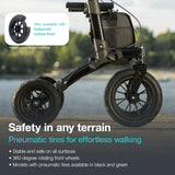 Helavo All Terrain Walker Rollator with 12” Pneumatic Tires – Foldable Outdoor Walkers for Seniors with Seat, Lightweight & Adjustable Height, Shock-Absorbing for Comfort on Any Surface