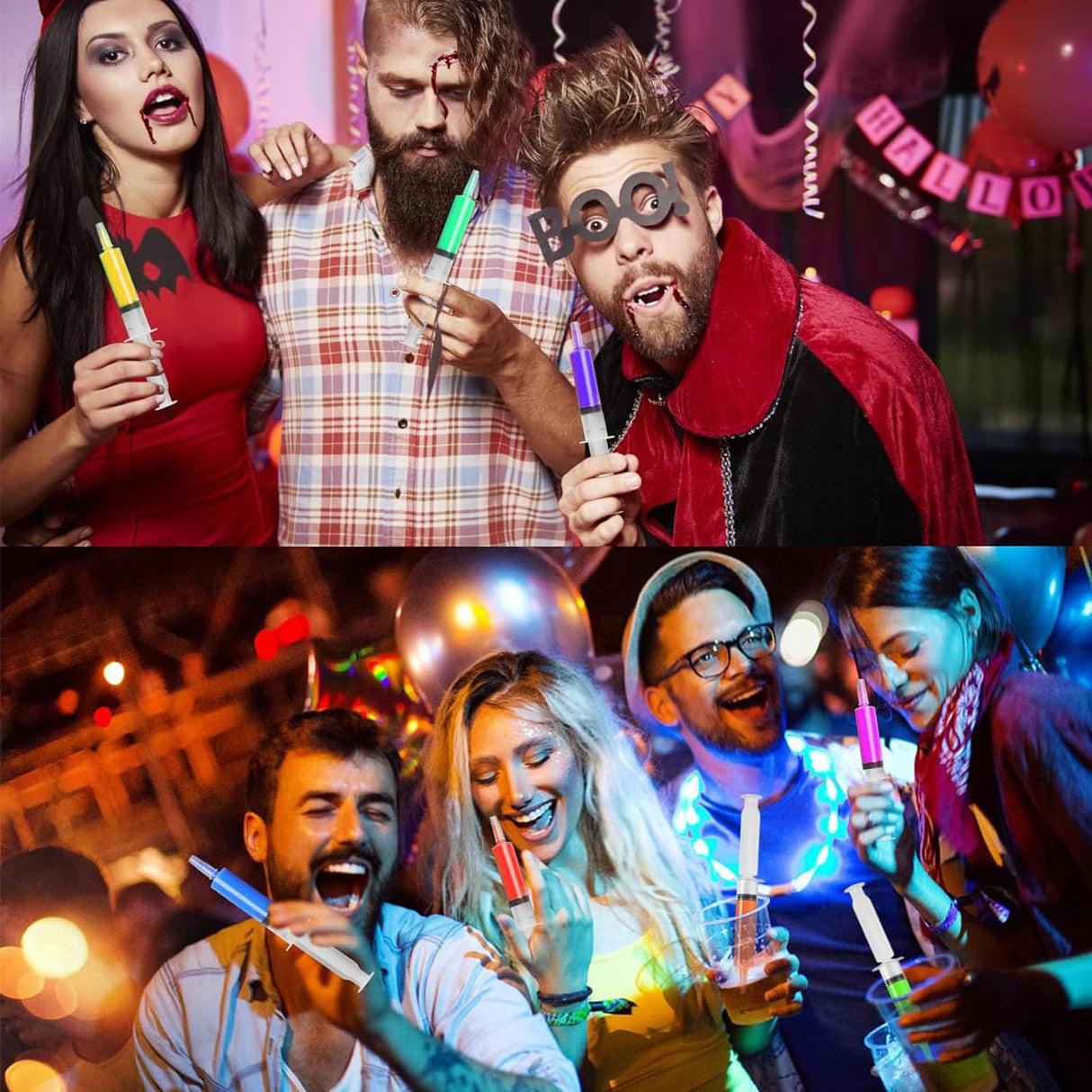 SNMEIKUN 120 Pack Plastic Syringes with Tip Cap 10ml Capacity Resuable Syringe for Halloween, Thanksgiving Day, Christmas, Graduation