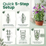 Oriva 4 Pack Round Tomato Cages for Garden,18 inches Small Metal Tomato Cages with Adjustable Rings,Tomato Trellis and Plant Support for Raised Garden Beds, Pots and Climbing Vegetables