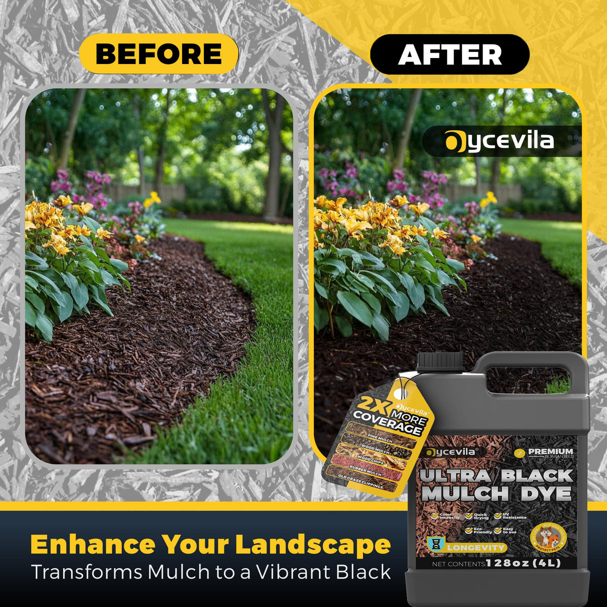 32 oz Black Mulch Dye Concentrate, Liquid Mulch Dye for Landscaping