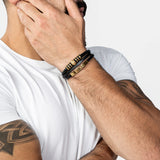 SERASAR Mens Bracelets 20cm Gold Gift Box Genuine Leather Cowhide Braided Adjust Able Magnetic Clasp Multi Layer Wrap Jewellery Rope Man Mans Male Band Jewelry Accessories