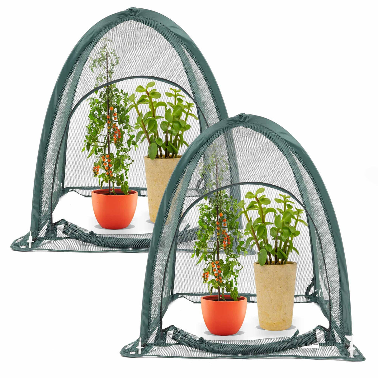 2pcs Quick Set up Pop up Garden Netting 28”x28”x32”Portable Plant Cover Net ,Locusts,Birds,Small Animal Garden Fruit and Flower Cages Portable Carry Bag with 16 Stakes