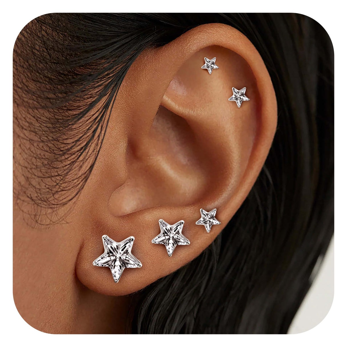 316L Stainless Steel Earrings Set Hypoallergenic Cubic Zirconia Stud Earring for Women Men (Heart/Teardrop/Oval/Star/Horse-Eye)
