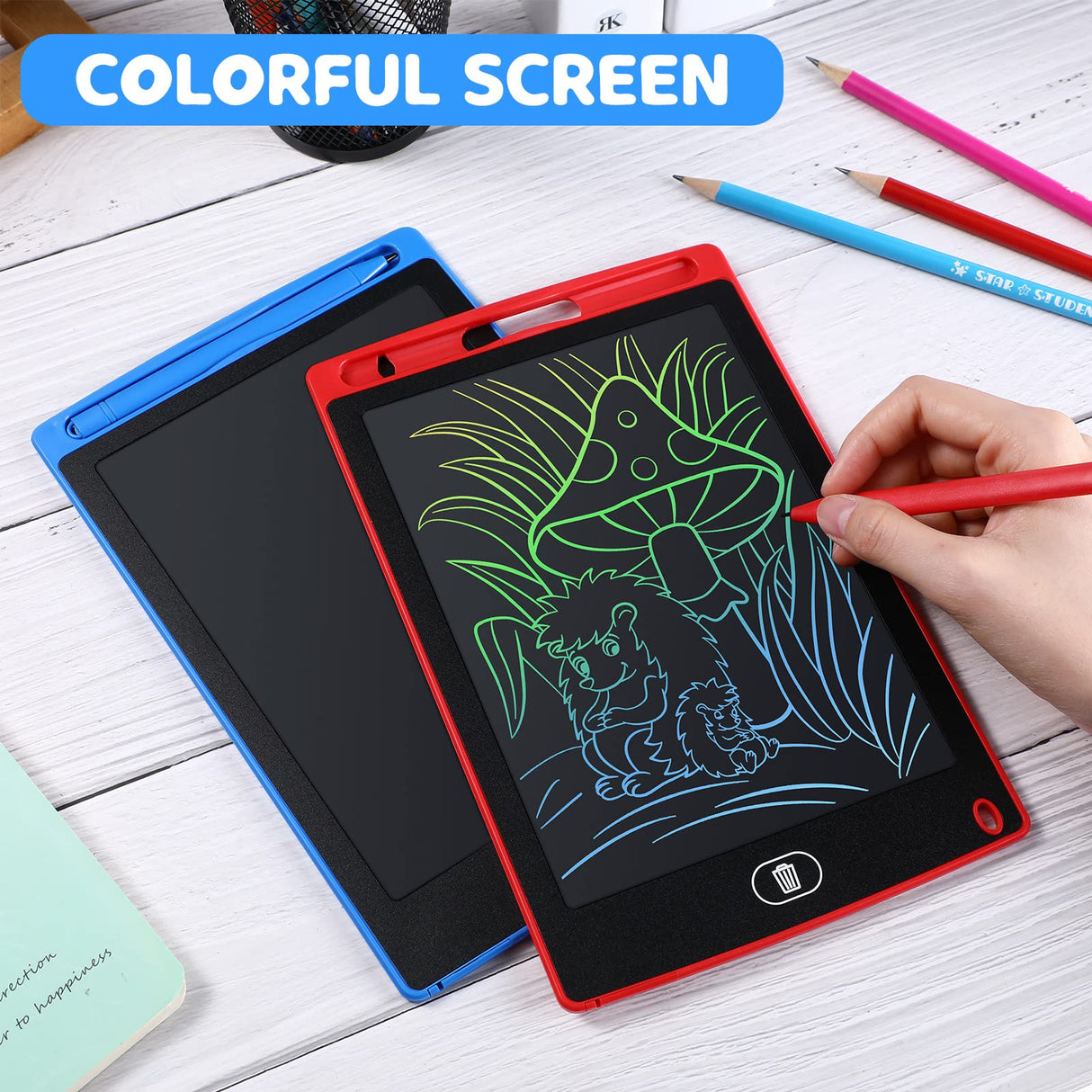 Zhehao 32Pcs LCD Writing Tablet for Kids Bulk 8.5 Inch Colorful Doodle Board Tablet Erasable Doodle Pad Educational Toy Christmas Birthday Gift for Boys Girl Age 3-10(Blue, Red, Green, Pink)