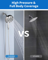 INAVAMZ Shower Heads with Handheld Spray Combo: 7.2" Rainfall Shower Head & Handheld Shower Head 2-IN-1 Shower Head with 60" Rotatable Stainless Steel Hose Nickel, Shower Trim Systems