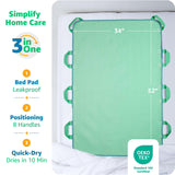 Improvia Positioning Bed Pad 34"x52" with 8 Reinforced Handles, Quick-Drying, Washable, Waterproof, Reusable, Mattress Protection, For Lifting, Turning, Transfering, Elderly and Incontinence patients.