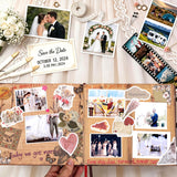 JIMBON Our Adventure Book Scrapbook Photo Album Retro Style Embossed Letter Cover Travel Diary Journal Scrap Book Kit For Couples,Memory Book For Anniversary Wedding