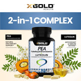 Palmitoylethanolamide 630 mg + Luteolin Standardized 98%- Micronized Pea 99% Highly Purified and Bioavailable - Made in USA - Supplement for Men and Women - 120 Veggie Capsules