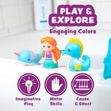 Tub Works® Mermaid Lagoon™ Light Up Bath Toys, 6 Pack | Water-Activated Light Up Toys Flash & Change Color | Easy-Grip Baby Girl & Toddler Bath Toys | Sensory Mermaid Toy Bathtub Toys with Bath Lights