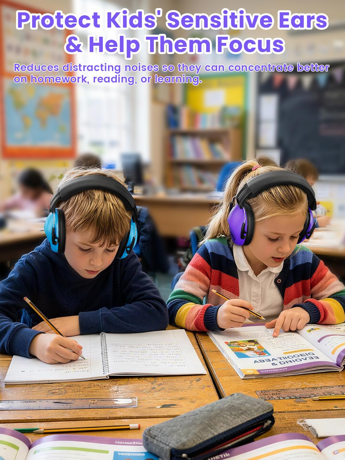 Dr.meter Noise Cancelling Headphones for Kids Adults 2 PACK, SNR27.4 Ear Protection Kids Ear Muffs, Adjustable Earmuffs for Monster Jams, Sensory Autism, Concerts, Fireworks