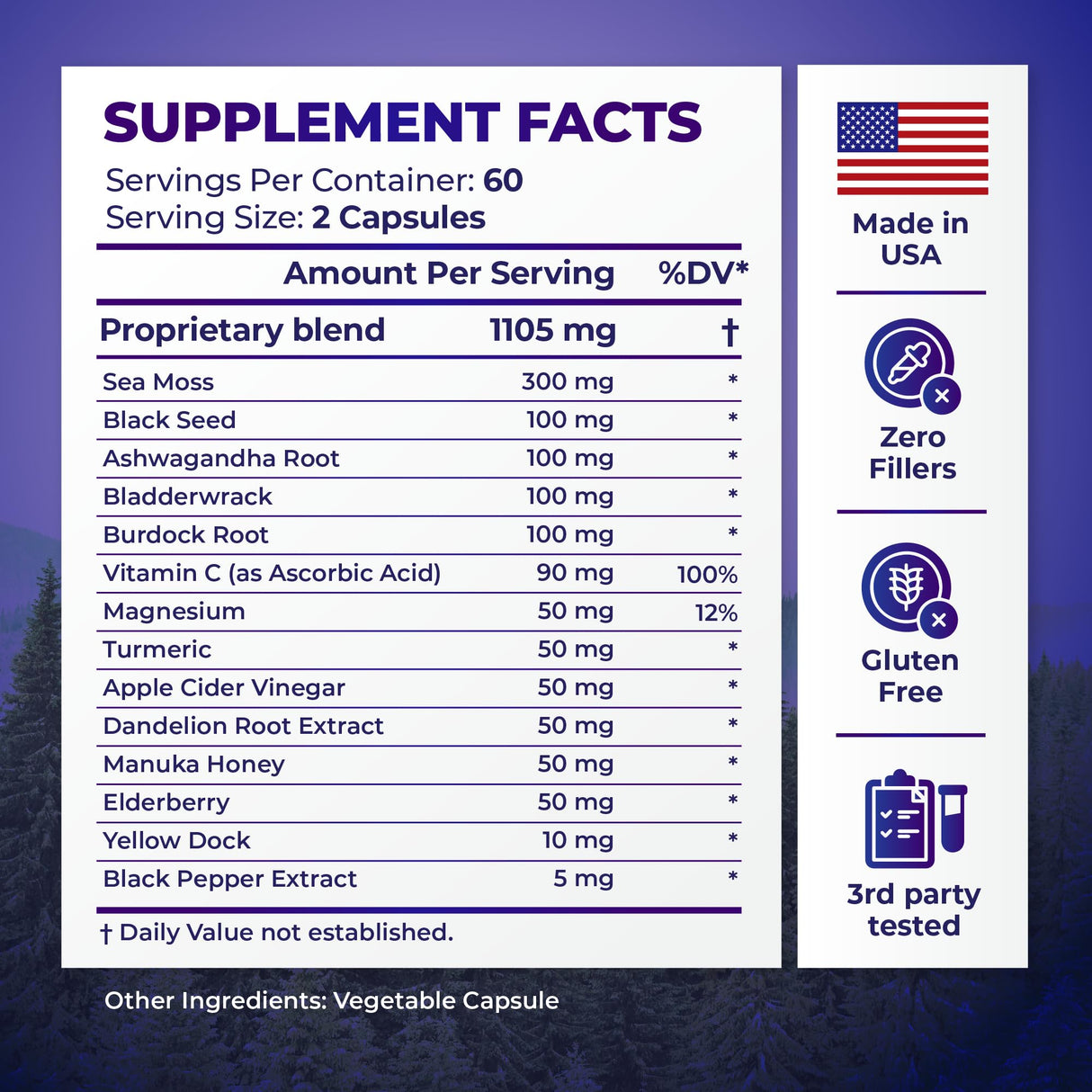 Alpha Tribe Multivitamin for Men with Sea Moss, Black Seed Oil, Ashwagandha, Turmeric Bladderwrack, Burdock,Vitamin C, Elderberry, Manuka, Yellow Dock | Daily Men's Vitamins and Minerals Supplement