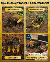 SAKER Rotary Cultivator Hand Tiller Tool – 2-in-1 Manual Garden Tiller & Weeder with Adjustable 72.4in Long Handle, 3-Blade Steel Rotary, Heavy Duty Soil Cultivator for Raised Beds, Yard & Garden