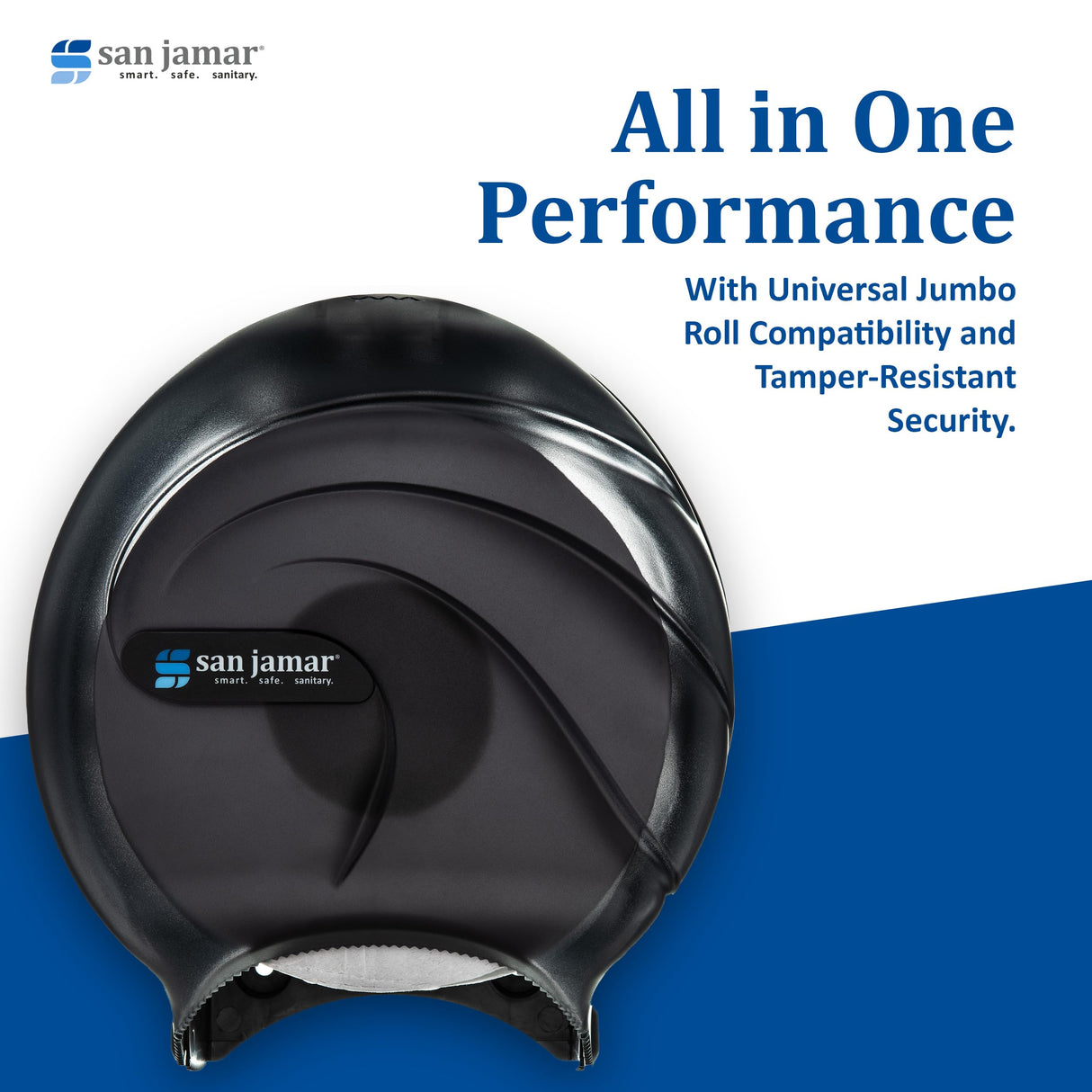 San Jamar Oceans Plastic Single Jumbo Bath Tissue Dispenser, 3.25" Core, Black Pearl