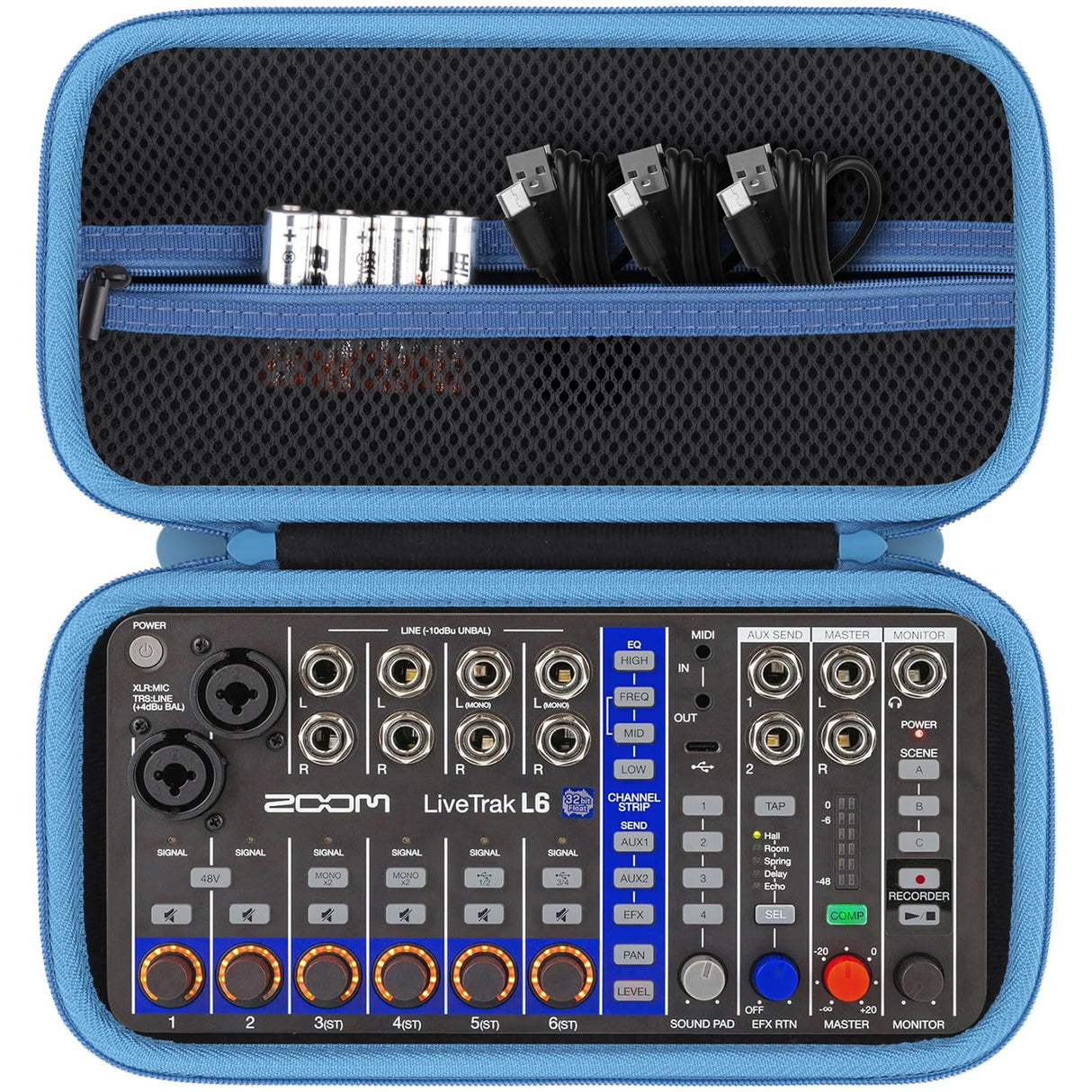co2CREA Hard Case for Zoom LiveTrak L-6 / L6 Digital Mixer, Portable Travel Storage Bag with Zippered Mesh Pocket, Shockproof EVA Shell and Soft Lining, Fits Cables and Accessories (Case Only)