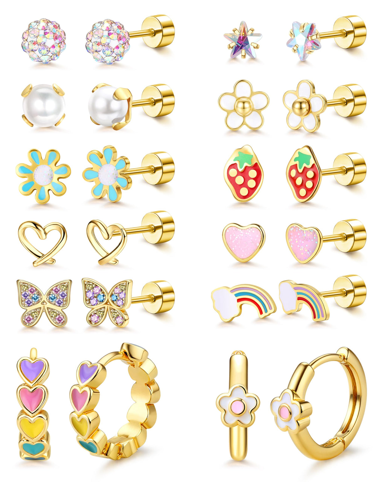 MILACOLATO 14K Gold Plated Hypoallergenic Earrings for Girls Women