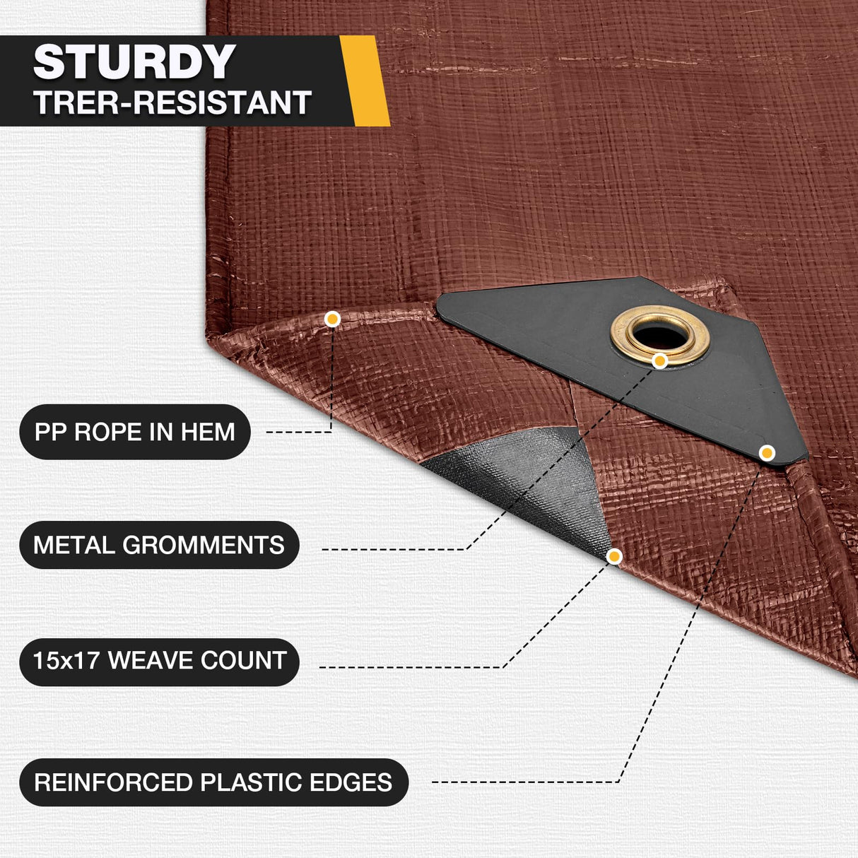 Winpull Tarp 10x20FT, 16 Mil Heavy Duty Large Tarps, Waterproof Tarp with Brass Grommets and Reinforced Edges, UV Resistant, Tear&Fade Resistant Poly Tarp for Outdoor Camping Pool Car Tent