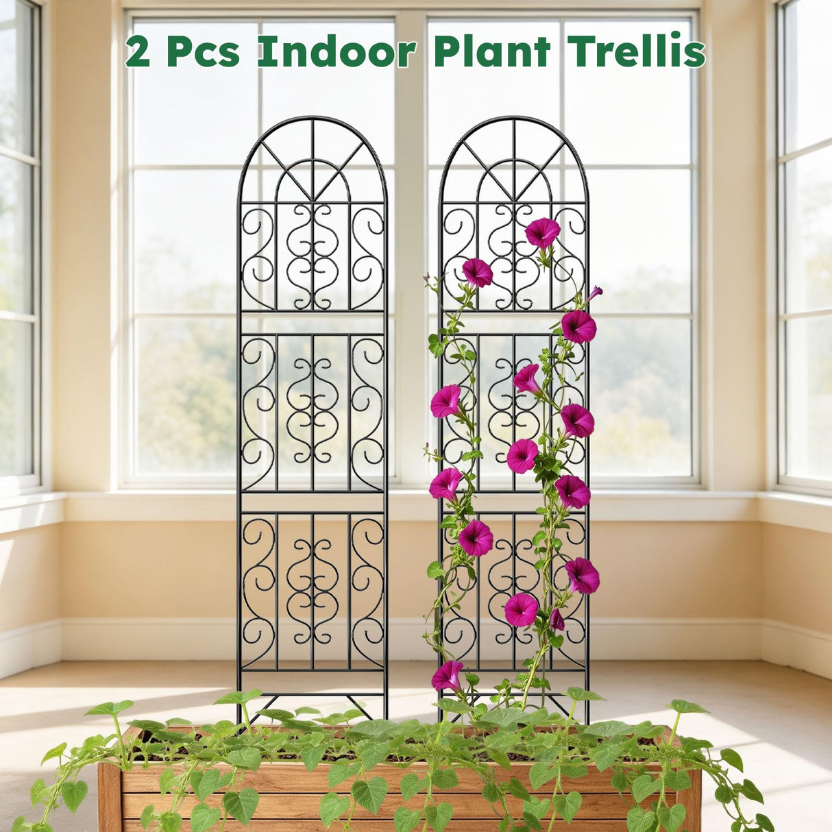 Shomextol 2 Pcs 60" H X 11.8" W Trellis for Climbing Plants Outdoor, Small Metal Garden Trellis for Outside, Sturdy Support Garden Plant Trellis Arch for Rose Cucumber Flower Vine Decor