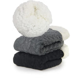 Sooneeya Winter Slipper Socks for Women Christmas Warm Cozy Soft Fuzzy Thick Socks Slipper Non Slip Non Skid with Grippers Black Grey -2 Pairs