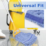 HiBaby 4 Pack Commercial Mop Head Replacement, Heavy Duty Mop Head Commercial Replacement for General and Floor Cleaning, Wet Industrial Blue Cotton Looped End String Head Refill (Blue)