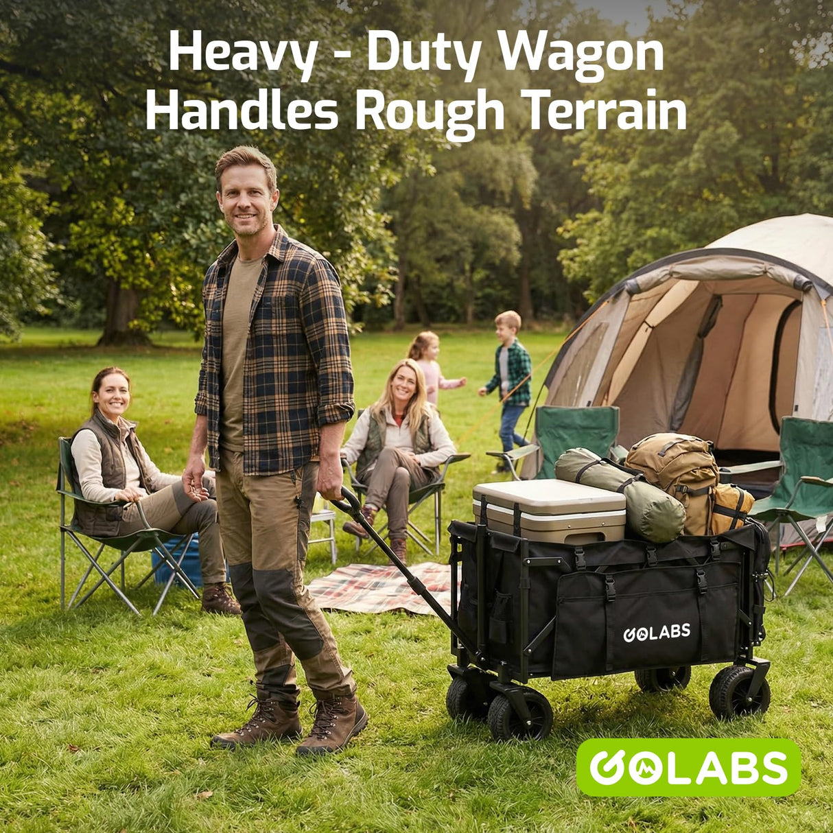Golabs Collapsible Wagon Cart, 560lbs Load, 280L Heavy Duty Foldable Cart